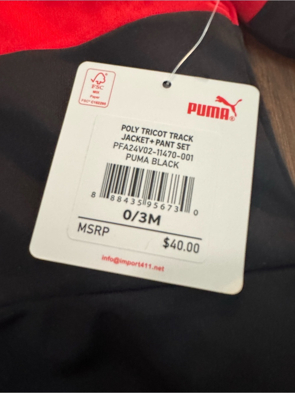 Puma Kids Red and Black Colorblock Sweatpants Set - Picture 2 of 5